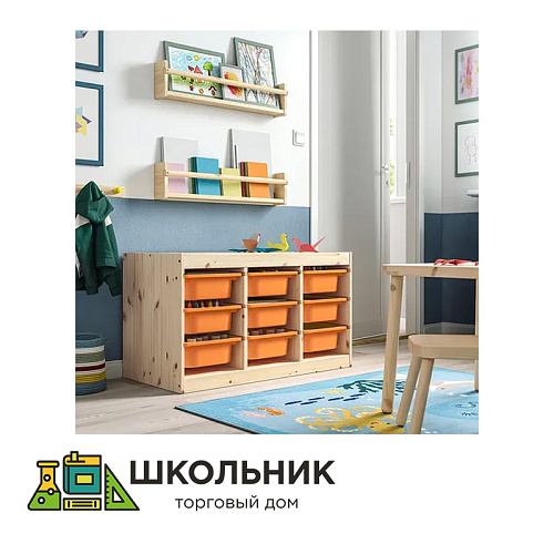 Комбинированный стеллаж с ящиками, сосна