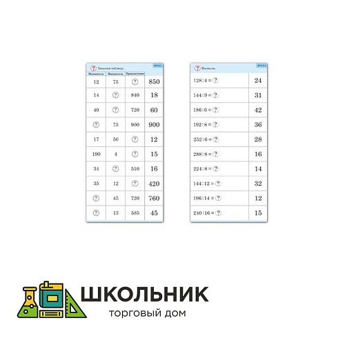 Комплект карточек «Обучающий калейдоскоп. Умножение и деление в два шага»