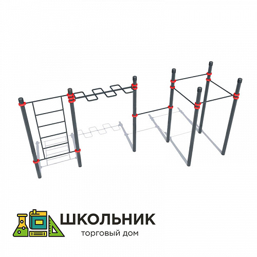 Комплекс воркаут: турник-квадрат, шведская стенка, турник, рукоход-змейка