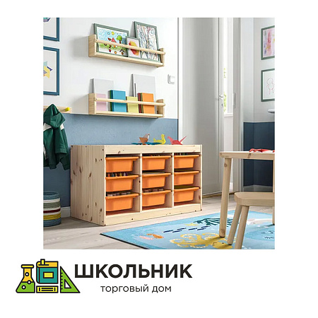 Комбинированный стеллаж с ящиками, сосна