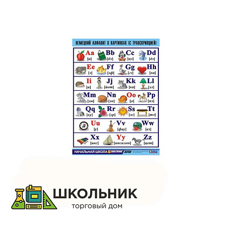 Таблица демонстрационная «Французский алфавит в картинках» (с транскрипцией) (винил 100х140)