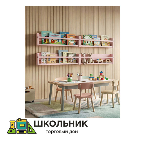 Настенный стеллаж, бледно-розовый, 70x9x16 см